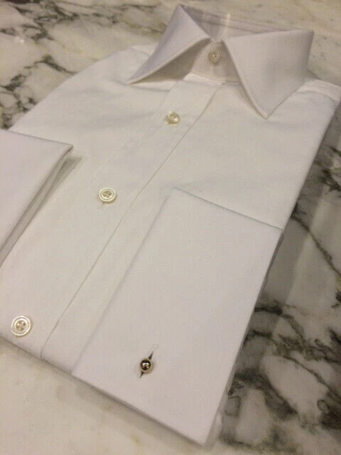 New TOM FORD Classic Fit White Dress Shirt w/French Cuff size 44 IT  17.5 US NIB - Image 2 of 4