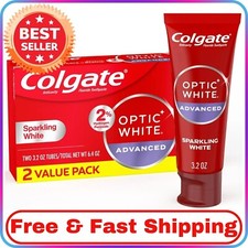 Colgate Optic White Advanced Whitening Toothpaste, Mint Flavor, 3.2 oz, 2-Pack