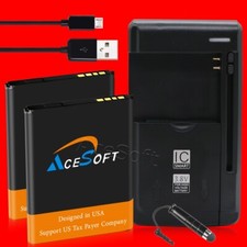 2x1520mAh Battery Charger Cable Stylus for Alcatel Cingular Flip 2 OT-4044O USA