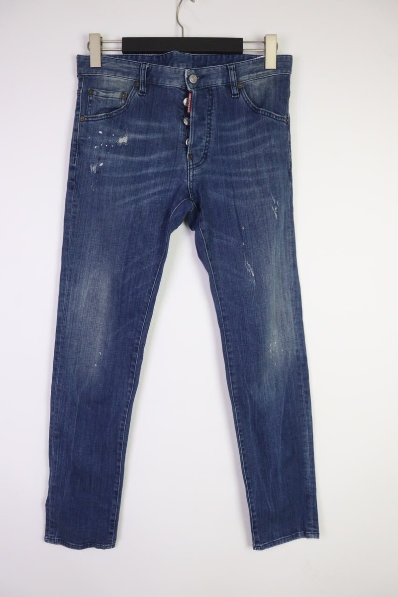 DSQUARED2 Blue Wash Stretch Denim Slim Fit Distressed Jeans IT48
