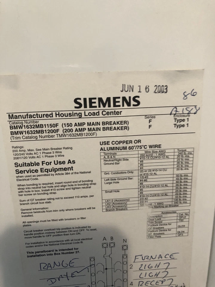 WR-40 Generator interlock kit for Siemens /Murray/ITE 150 and 200 amp panel - Image 2 of 3