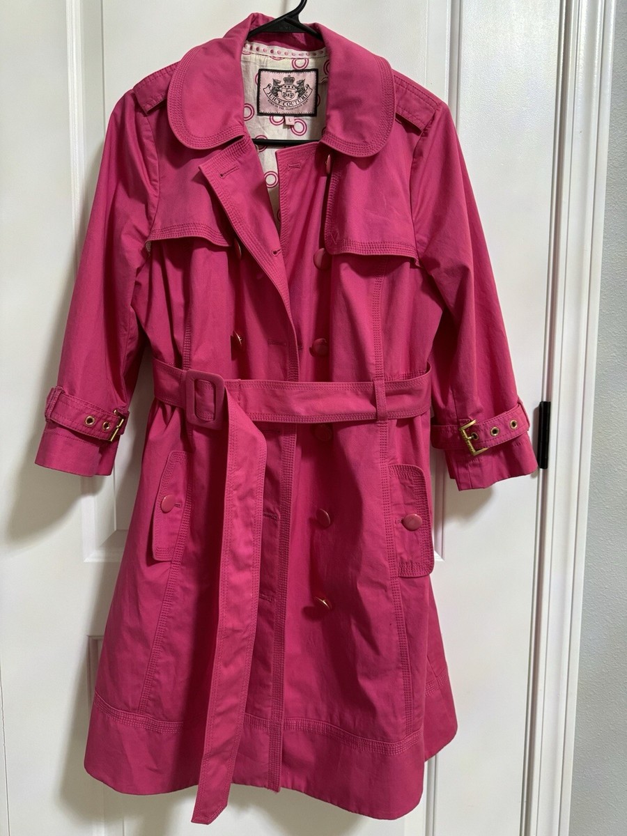 Juicy Couture Cropped Sleeve Trench Coat Jacket Pink Girls L Juicy Couture Cropped Sleeve Trench Coat Jacket Pink Girls L