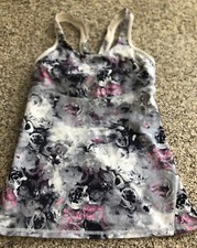 Women's Lululemon FloraL Racetrack Workout Yoga Tank Top  Sz 4 EUC -No PADS
