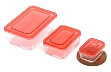 Dolls House Plastic Tupperware Set 1:12 Scale Kitchen Food Accessory Red tumdee
