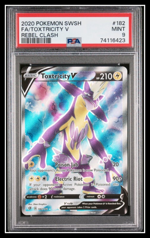 Pokemon Rebel Clash Toxtricity V #182 PSA 9