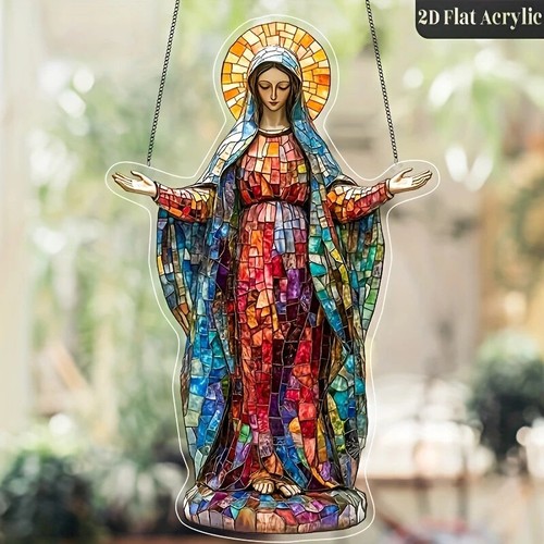 Virgen María Madre de Jesús Atrapasol Efecto Vitral Colgante Decoración Regalo - Imagen 2 de 3