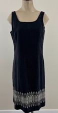 TOMMY BAHAMA 100 SILK Womens Sz 8 Black Floral Sleeveless Lined Beach Dress EXC