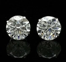 6.00 Ct Round Cut VVS1/D Lab Created Stud Earrings 14K White Gold 9mm Push Back