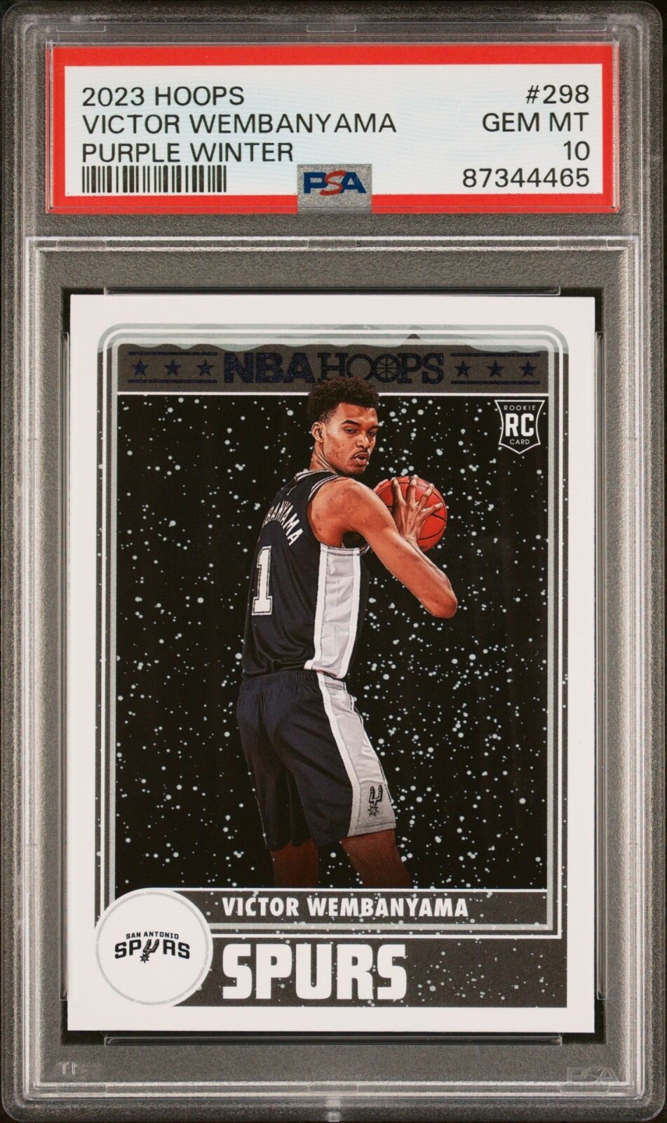 PSA 10 GEM Mint 2023-24 Panini NBA Hoops Purple Winter #298 Victor Wembanyama RC