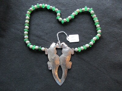 HUDSON BAY SILVER GORGET TRADE BEAD NECKLACE