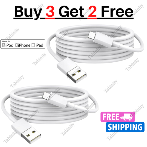 For iPhone 6 7 8 Plus X XR XS 11 12 13 14 USB Charger Cable Charging Cord 3/6Ft - Afbeelding 1 van 10