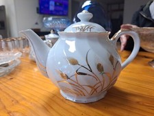 Vintage Collectible Leffton China White  Gold Teapot with cream and sugar cups