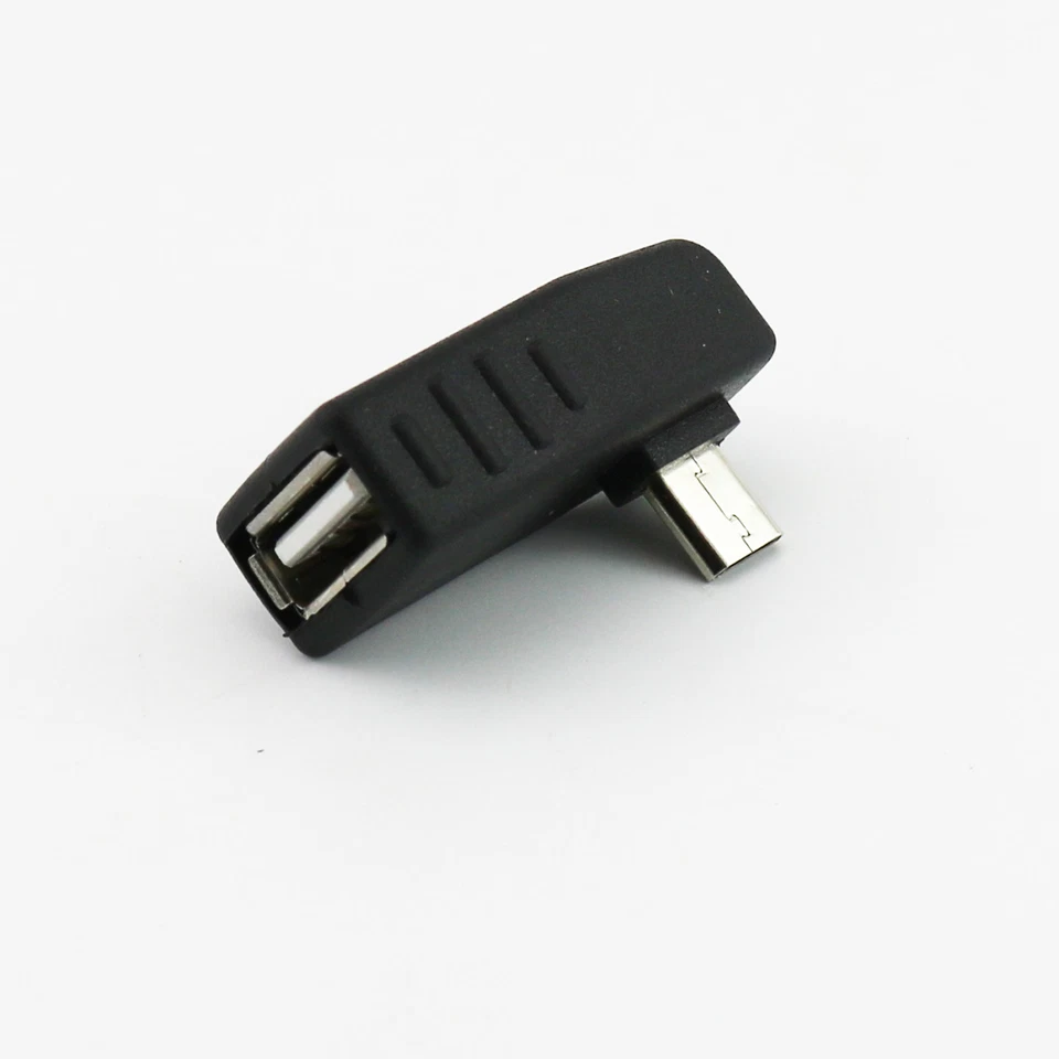 1pc USB 2.0 A Female To Left Angle Micro 5 Pin B Male OTG Host Adapter Connector - Image 3 of 4