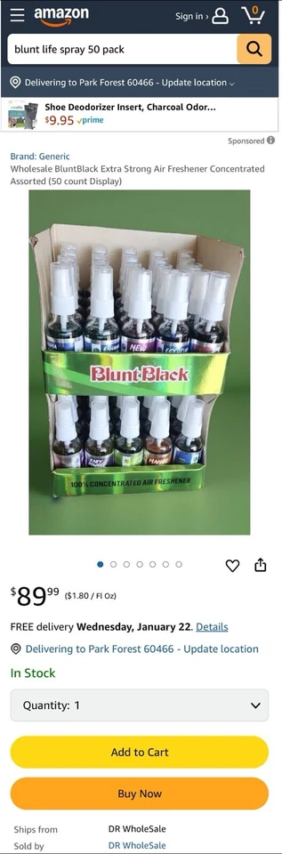 Ambientador de aire Bluntlife/Bluntblack pantalla de 50 unidades 100 % concentrado Foto 2 de 4