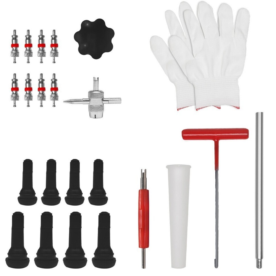 22PC Tire Valve Replacement Tool Kit - Quick Change TR413/TR414 Stem Core Set