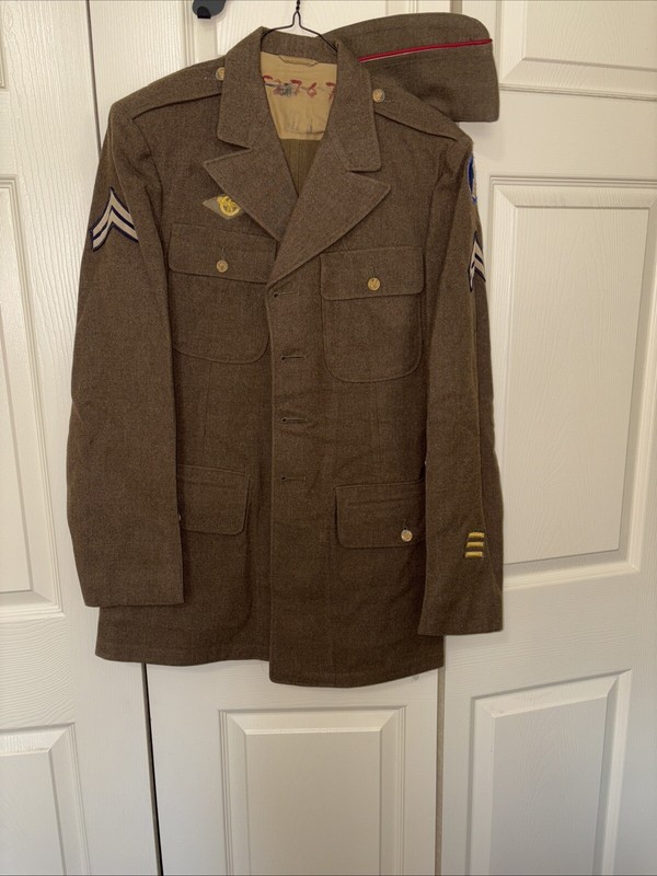 US Army Air Corps Uniform Dress Coat ,Pants ,Hat -  WW2 JAPAN Corporal 3 Tours