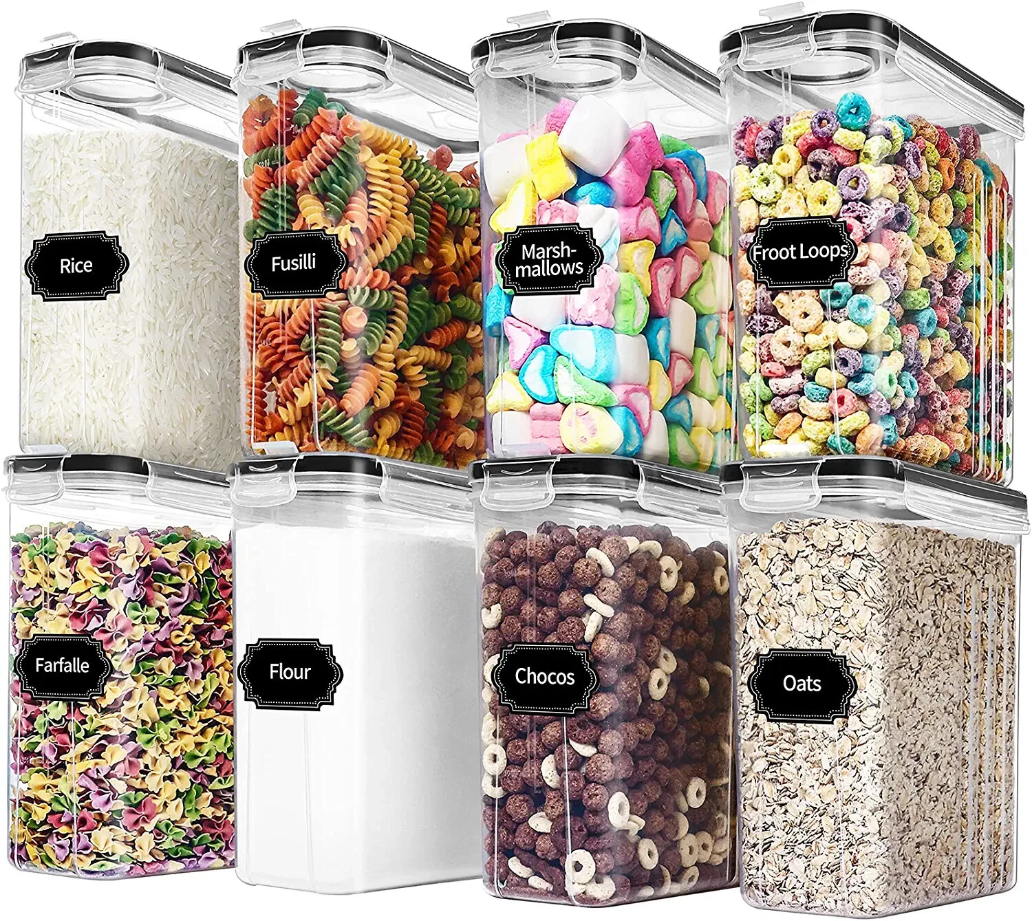 8 PCS Food Cereal Storage Containers Set with Lids 2.5L Set of 8 Kitchen Pantry