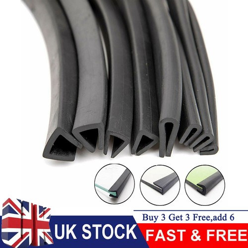 Black Rubber U-Channel Trim Edge Seal - Door Window Edge Protector Strip 6 thumbnail image