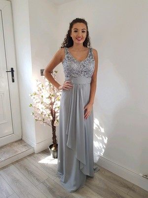 grey silver bridesmaid dresses