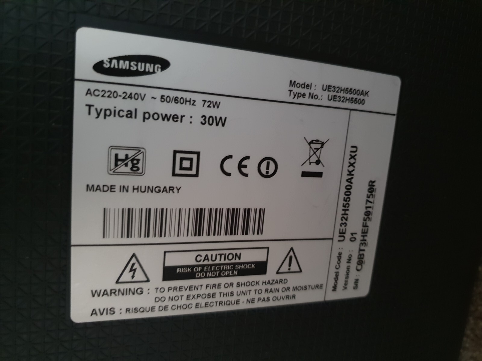 Samsung 32in Smart Television UE32H5500AK NO STAND eBay