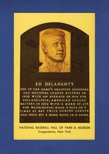 ED DELAHANTY, Phillies~Senators ~ 1964 HOF postcard Curteichcolor GREEN ink