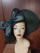 Women's Ladies Olive Rhinestone Emerald Green Fashion Church Derby Forbusite Hat