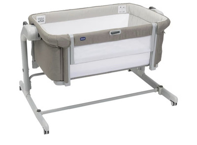 Chicco Baby-Beistellbett mit Mesh-Seiten & Standfuß, Beige/Grau/Weiß