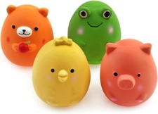 CHIWAVA 4PCS 2.4'' Squeak Latex Puppy Toy Funny Animal Sets Pet Interactive Play
