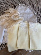 Vintage Lace Linen Lot   Doilies, Guest Towels, Embroidered Napkins, Cottagecore