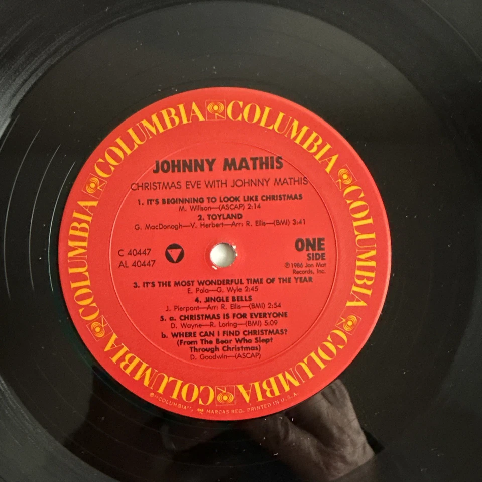 JOHNNY MATHIS - CHRISTMAS EVE - PC 40447, HOLIDAY, VINYL RECORD - Image 4 of 4