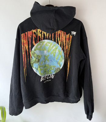 Elevate Unisex Hoodie Kapuzenpullover Schwarz Berlin Print Logo Kapuze XS