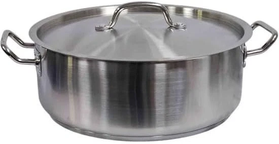 Stainless Steel Rondeau Stock Pot with Lid, Shallow Stainless Steel Pot H.Duty