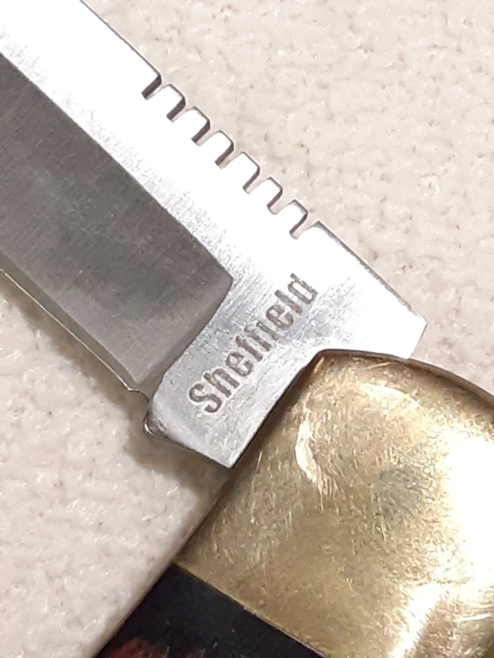 Manijas de latón de madera Sheffield LB con funda de cinturón sin usar Foto 2 de 4