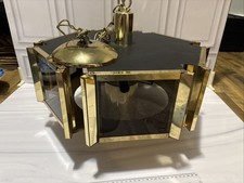 1970s Fredrick Ramond Brass & Smoked Glass Oc...