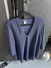 On sale now-Jordan Taylor Women’s Blue Solid Open-Knit V-Neck tunic L 3/4 Sleeve
