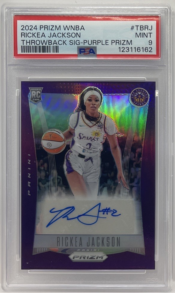 2024 Panini Prizm WNBA Rickea Jackson Purple Auto #/49 Rookie PSA 9 MINT Sparks view 1