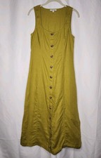 Madewell size 4 button-front midi dress 100% linen in citrus lime