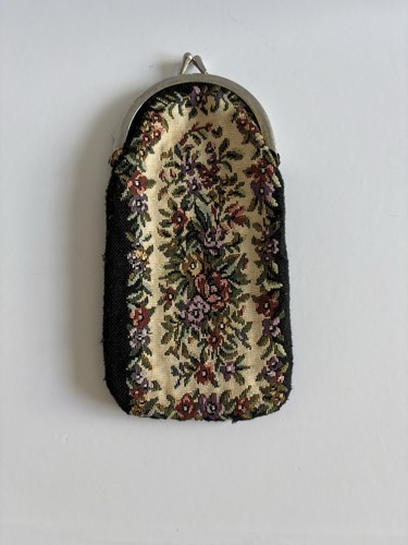 Vintage Needlepoint Floral Cigarette Coin Purse Pouch Double Kiss Snap Clasp - Picture 2 of 13