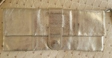 Glamorous Gold Leather Clutch Evening Bag