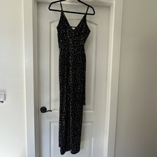 Kaileigh Women's Jumpsuit Black And Ivory Adjustable Straps Size Medium 