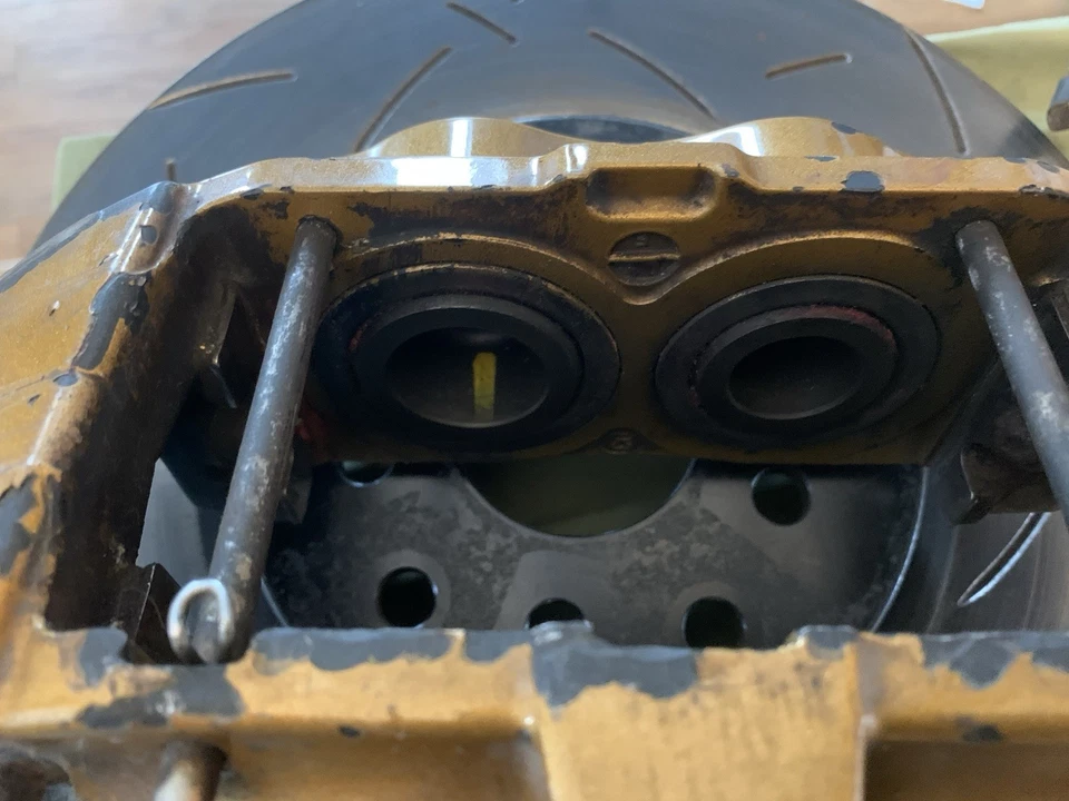 2004 2005 2006 SUBARU WRX STI BREMBO GOLD BRAKE CALIPERS FRONT And Back+ Rotor - Image 4 of 4