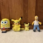 4 Pokémon Pikachu Simpsons Spongebob Stuffed Animals Modern Vintage Toys
