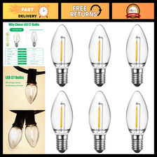 6 Pack C7 LED Night Light Bulbs, E12 Candelabra Base, Warm White, Energy Efficie