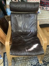 Ikea Poang Adult Rocking Chair - Birch Veneer+ DARK BROWN LEATHER