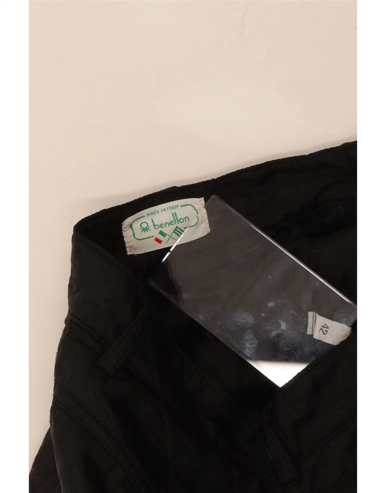BENETTON Womens Tapered Casual Trousers IT 42 Medium W28 L26 Black Acetate AG06 - Image 3 of 3