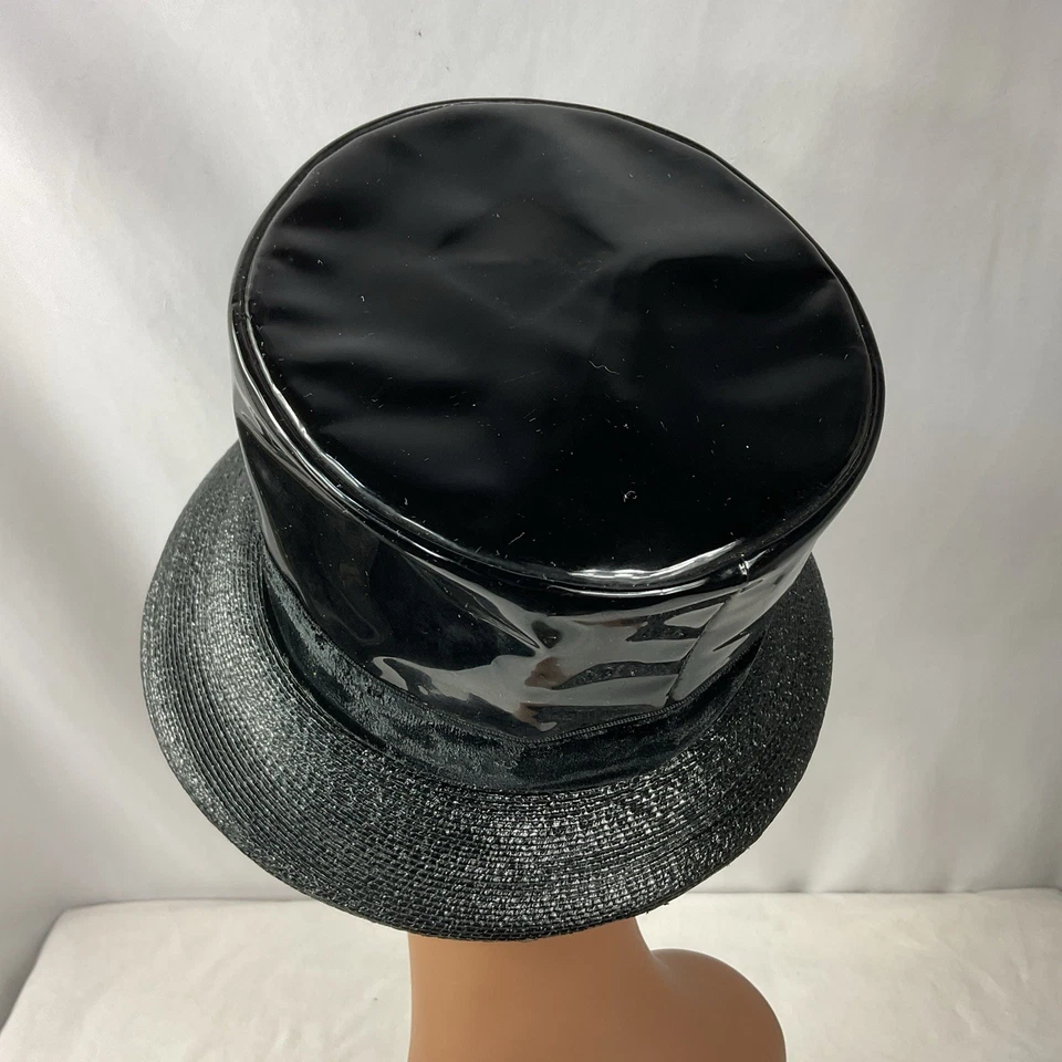 Cinta de paja de vinilo negra corona alta original de Desi New York vintage Foto 3 de 4