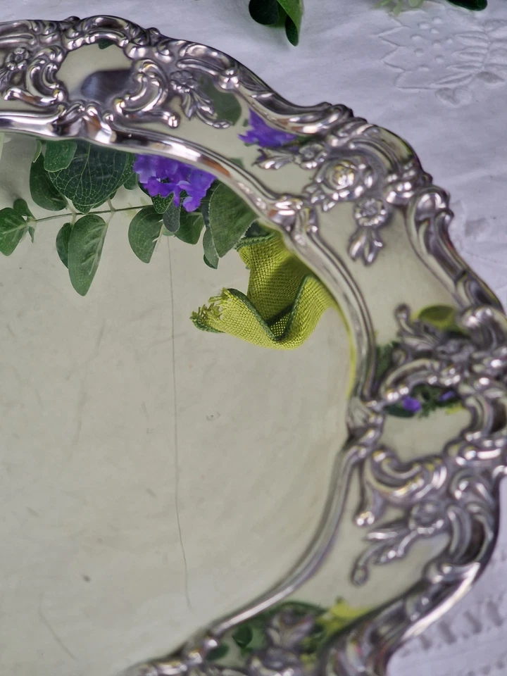 Bandeja/plato redondo ornamentado plato de plata vintage Foto 2 de 4