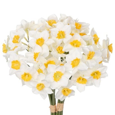 12 Stems Daffodils Artificial Flowers 2 Bunches Real Touch Fake Narcissus