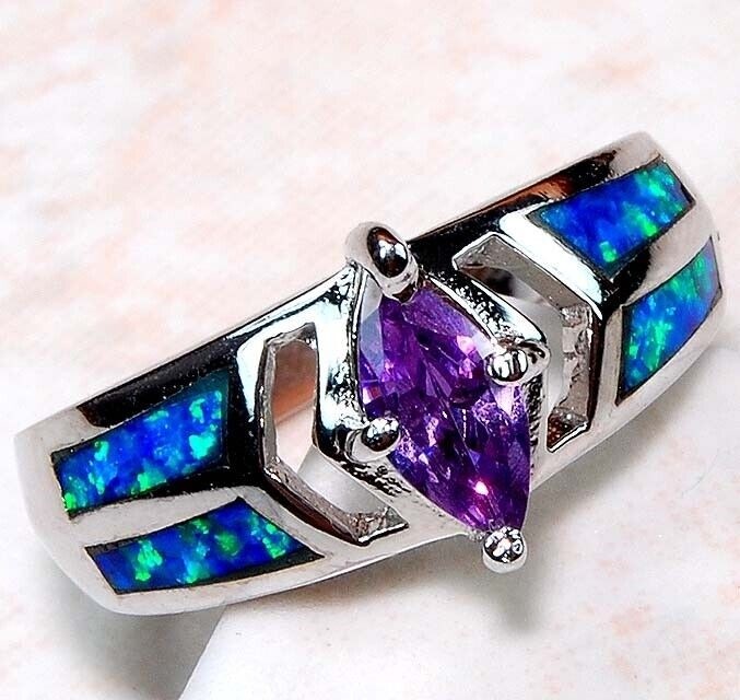  Amethyst 925 Sterling Silver Ring Sz 8 GA4-6