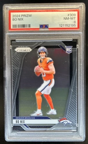 2024 Panini Prizm Bo Nix RC Rookie #309 Broncos PSA 8